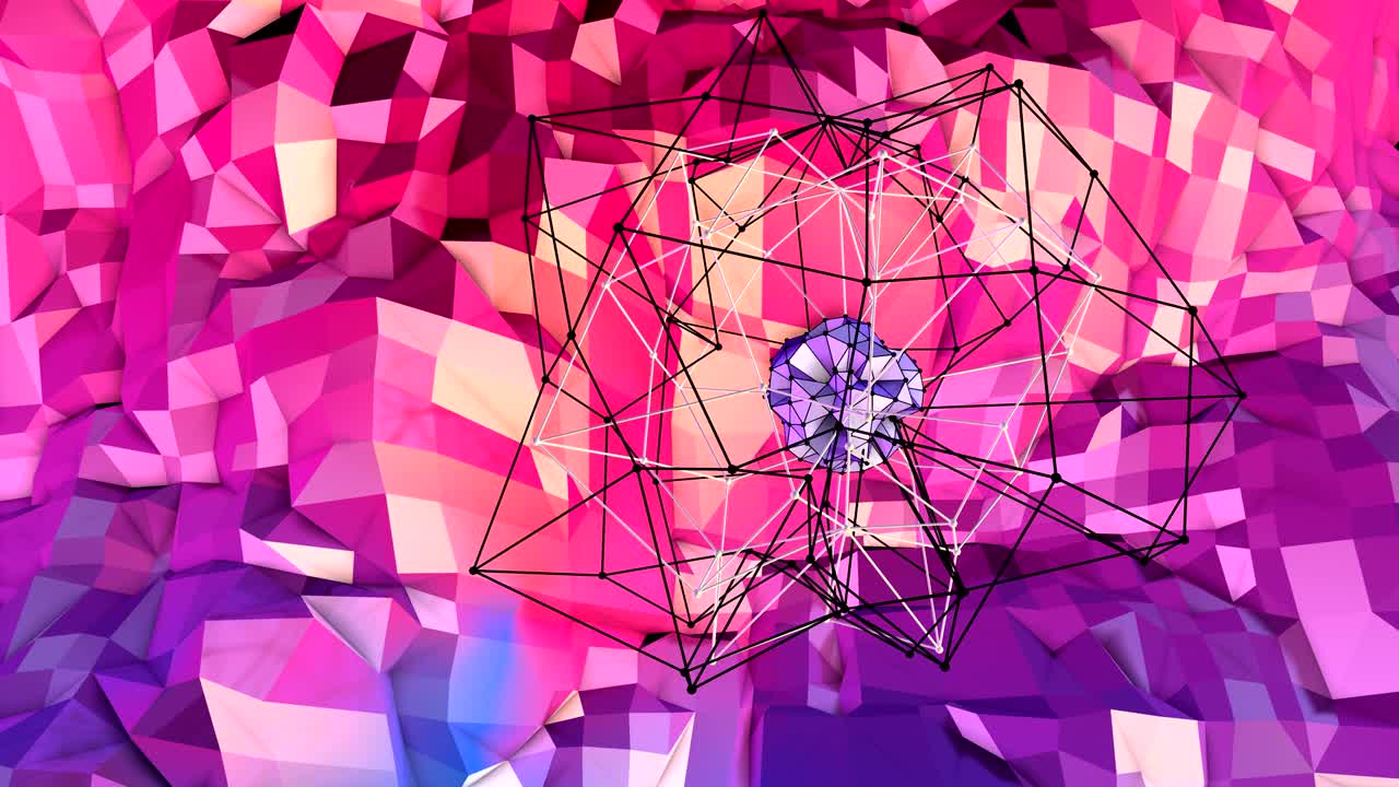 abstracto simple azul rojo baja poli superficie 3d como cuadrícula de cristal. fondo de movimiento poli bajo geométrico suave con polígonos rojos azules puros. fondo de bucle sin costuras 4k fullhd con gradiente azul rojo