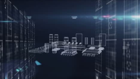 animación del procesamiento de datos a través del procesador de computadora