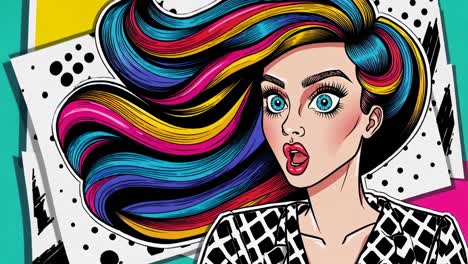 pop art woman with colorful hair