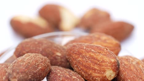 la almendra gira sobre un fondo blanco