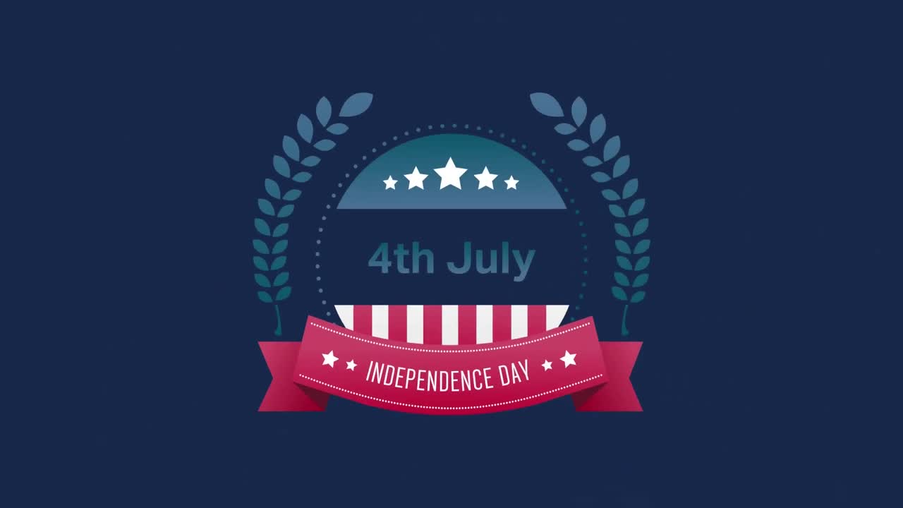 4th of July, Independence day text in banner and fireworks