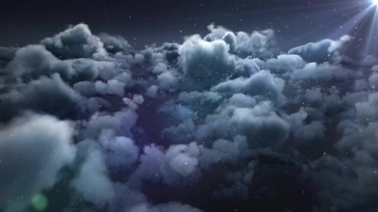 Animation of clouds and spots over black sky