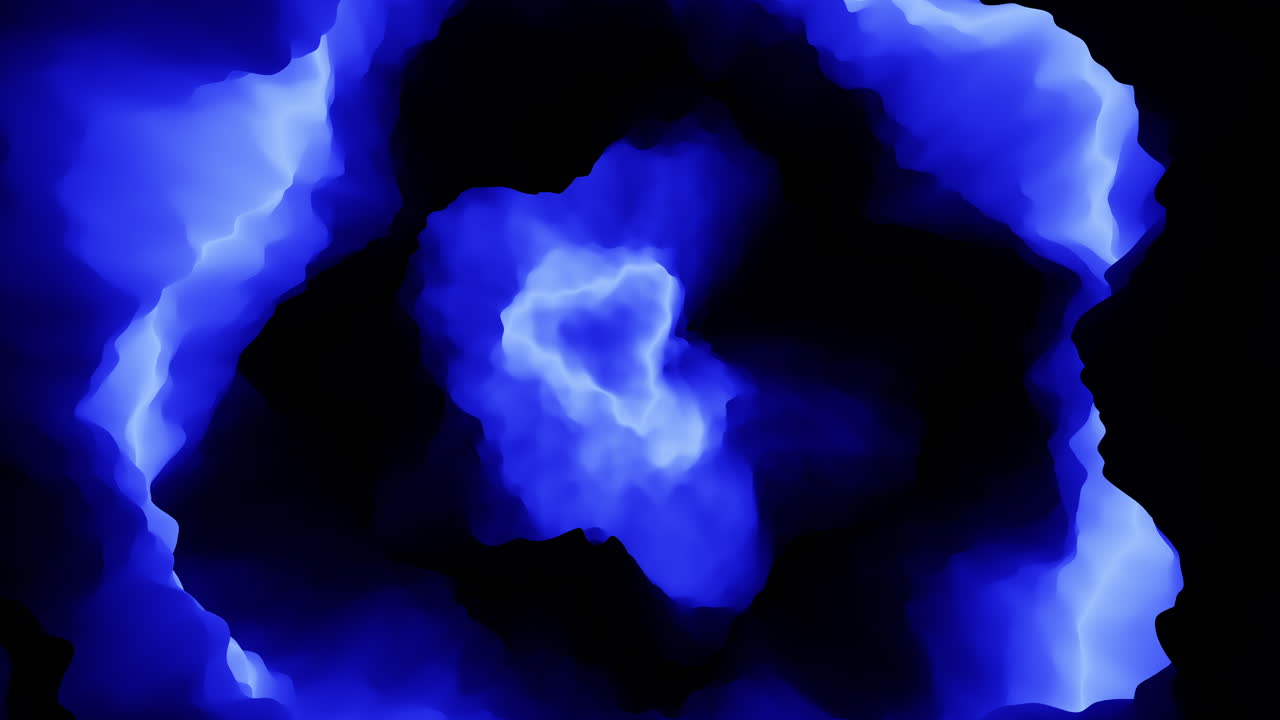 Motivo a onde blu futuristico e mistico su gradiente nero