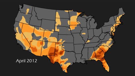 an animated map visualization shows drought in 2012