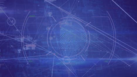 animation of scope scanning over fingerprint scanner against network of connections