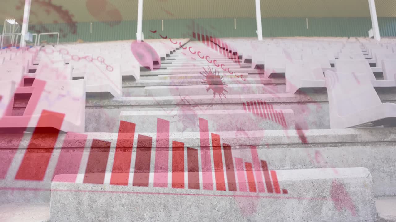 스포츠 스타디움의 빈 좌석에 대한 코로나바이러스 디지털 인터페이스