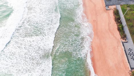 aerial view tilt of the beautiful beach in tuy hoa.