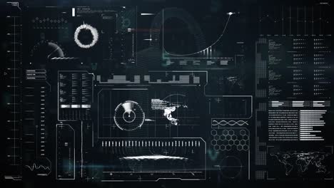 animation of cyber attack warning and data processing and scanning on screen