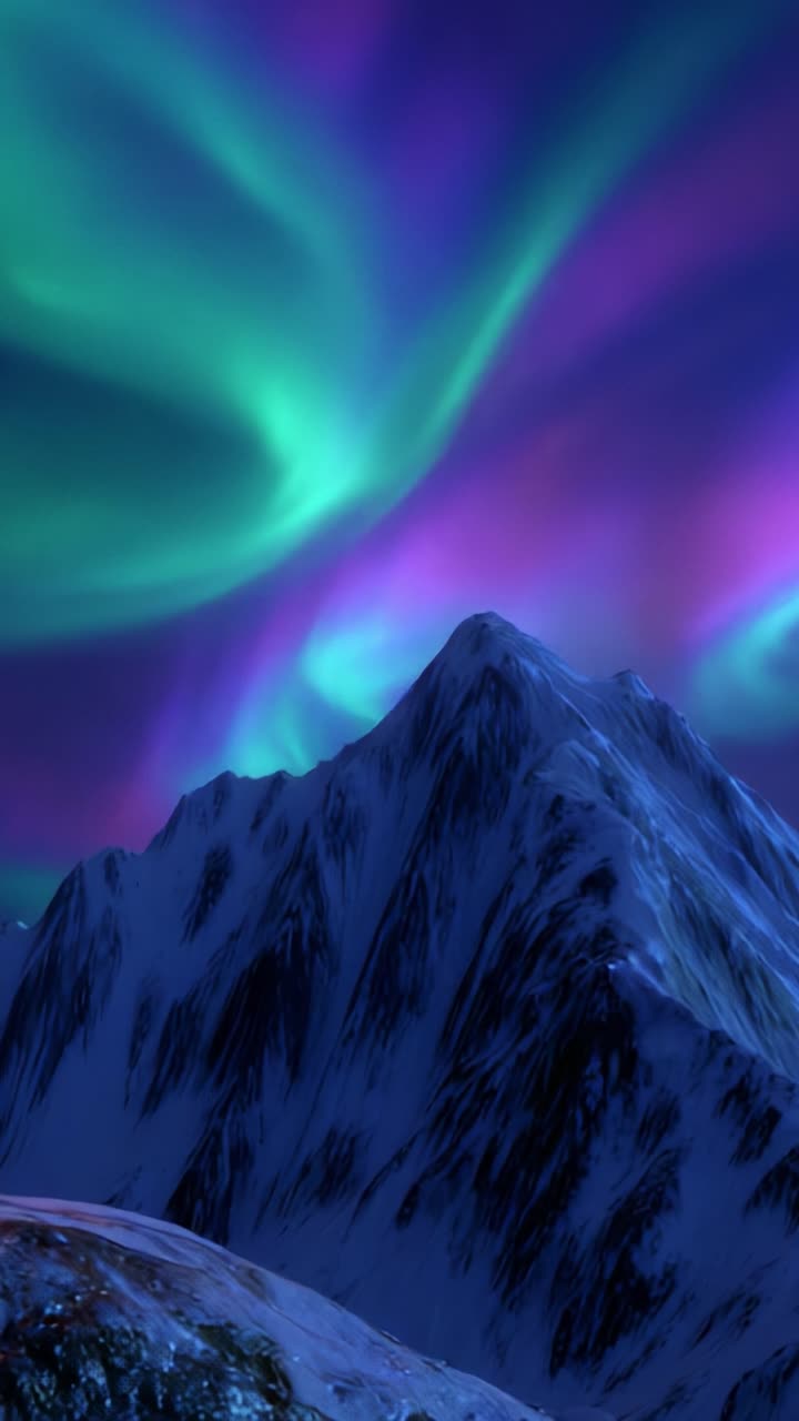 A Captivating Display of Northern Lights Illuminating Majestic Snow-Capped Mountains Under a Starlit Sky, Showcasing Nature's Splendor in a Mesmerizing Spectrum of Colors and Patterns