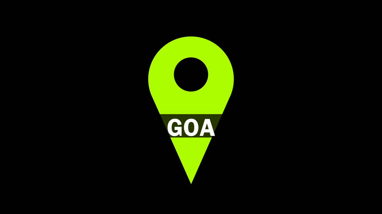 Goa location logo animation on black background
