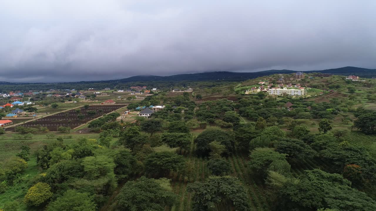 Luftfoto af landbrugslandet i Arusha