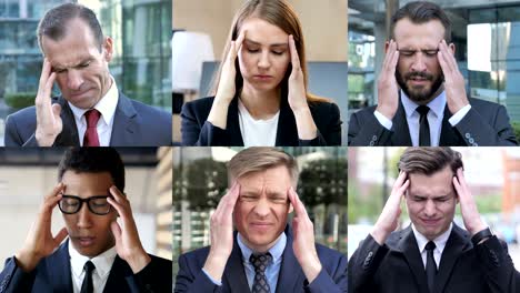 the collage of business people having headache
