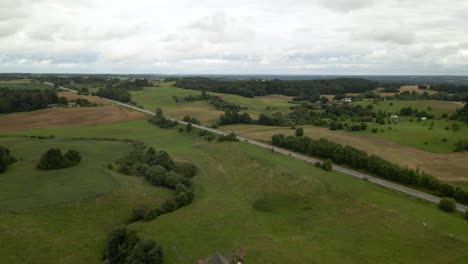 vista aérea de un paisaje con árboles y hierba verdes y exuberantes