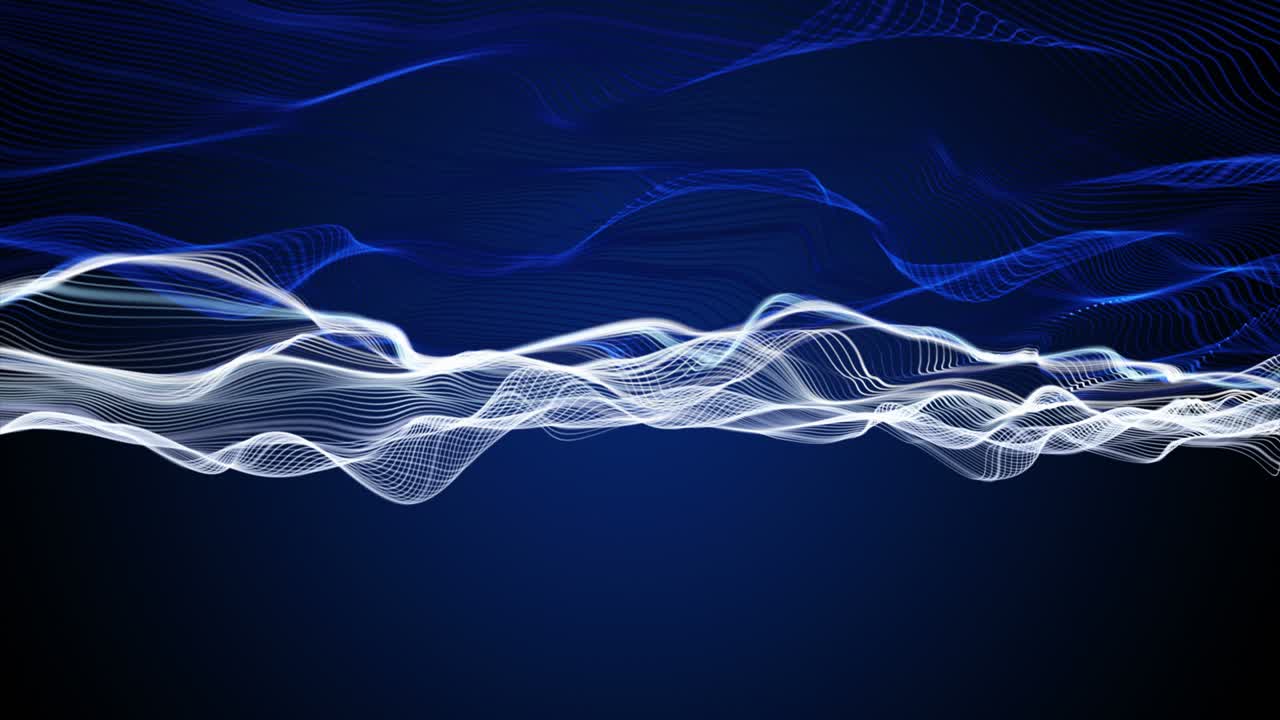 animación futurista con objeto de onda de partículas en cámara lenta, 4096x2304 bucle 4k