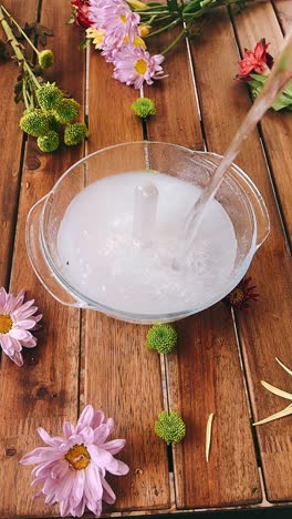 washing rice with flowers