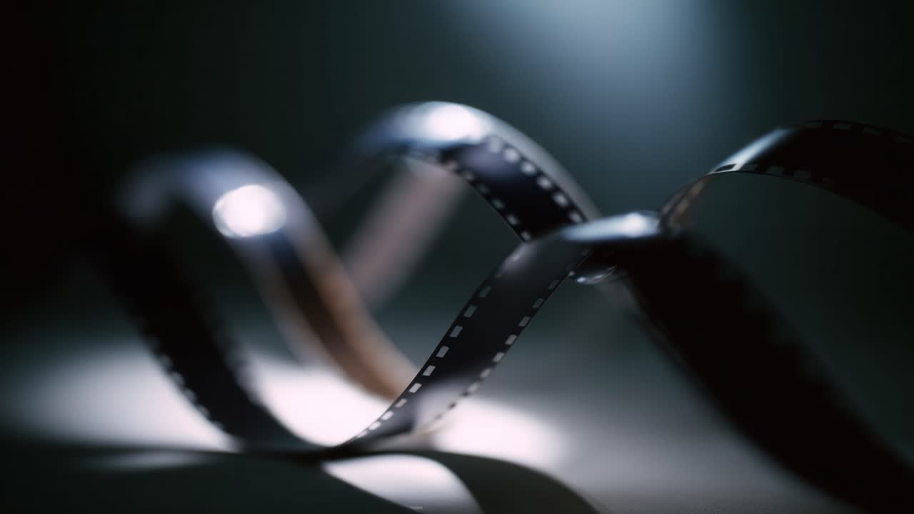 Captivating Play of Light and Shadow on Twisted Filmstrip, Exploring the Artistic Beauty Behind Basic Elements of Photography and Cinematic Creation