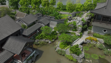 ancient oriental constructions with a lake