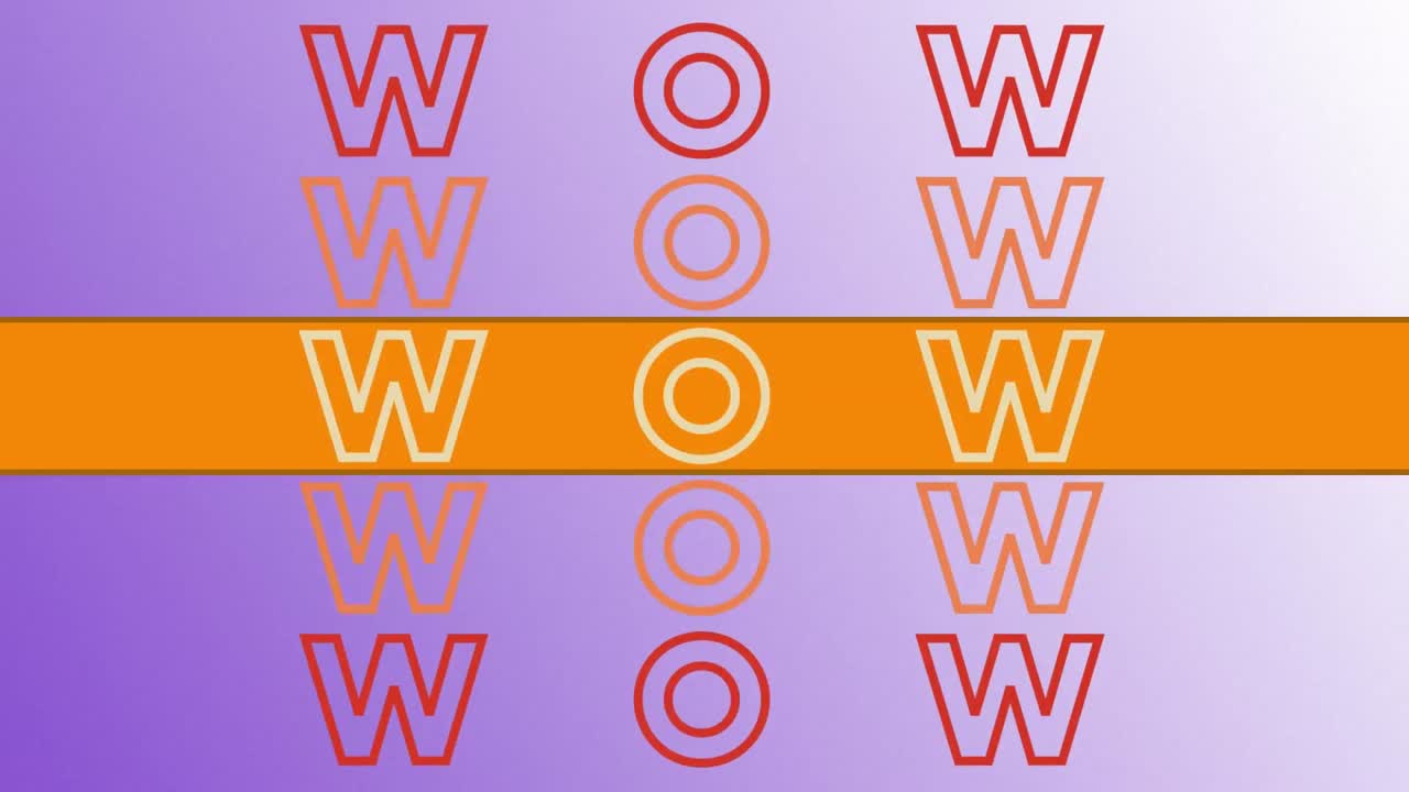 animación del texto wow en fondo azul