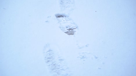 Slow-tilt-down-of-footprints-in-the-snow