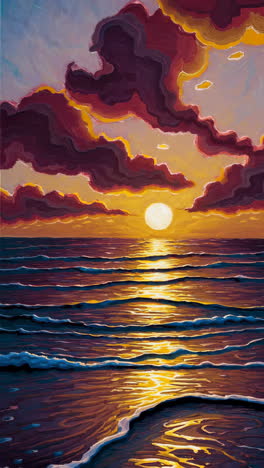 vibrant ocean sunset with dramatic clouds