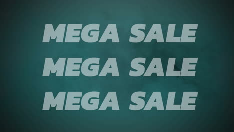 animación del texto de mega venta en letras verdes sobre humo sobre fondo verde