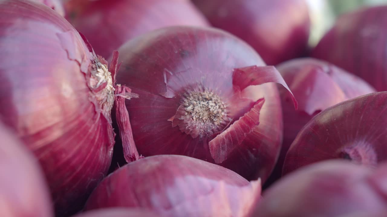 Close-up of a Pile of Red Onions