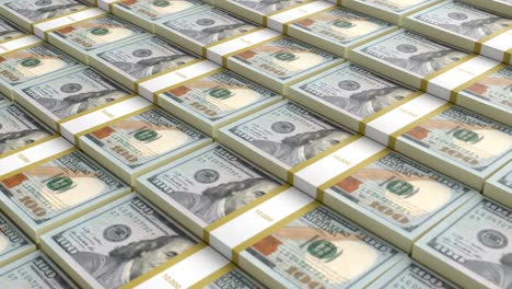 endless loopable moving stacks of banknote new sample dollars. business accounting. credit and deposit financial operations