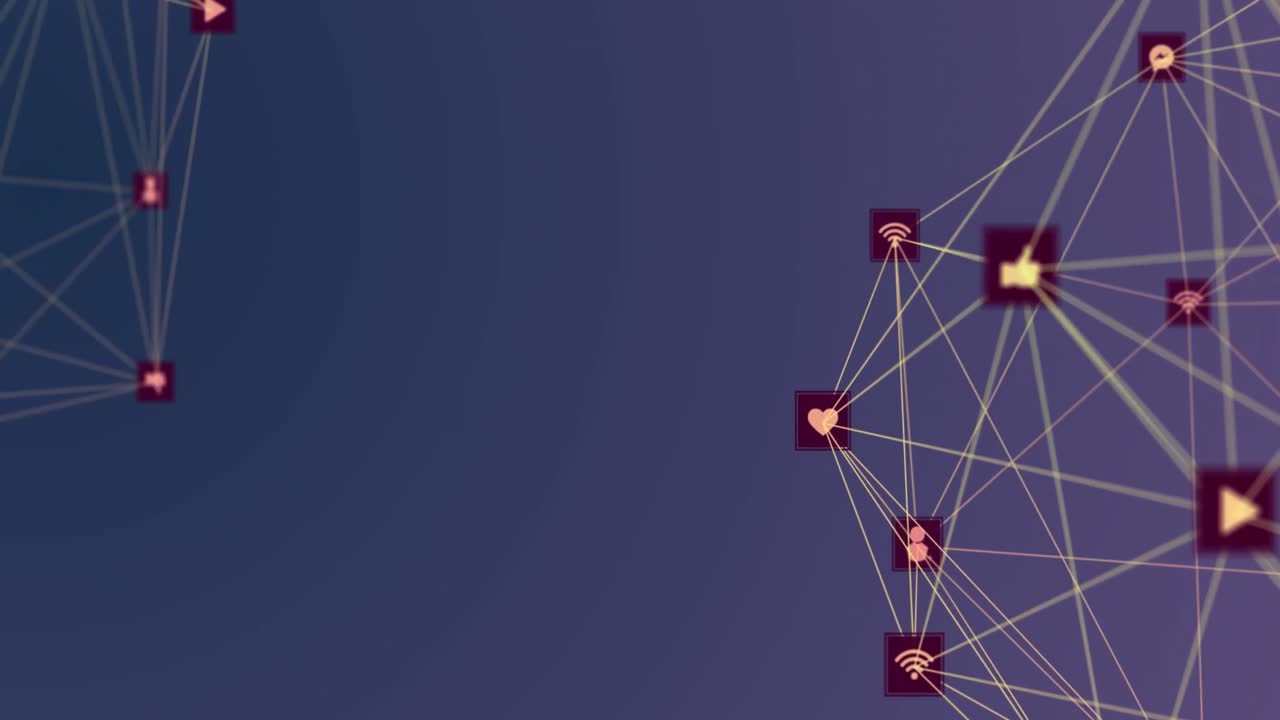 animación de la red de conexiones sobre fondo violeta