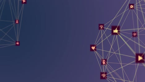 animación de la red de conexiones sobre fondo violeta