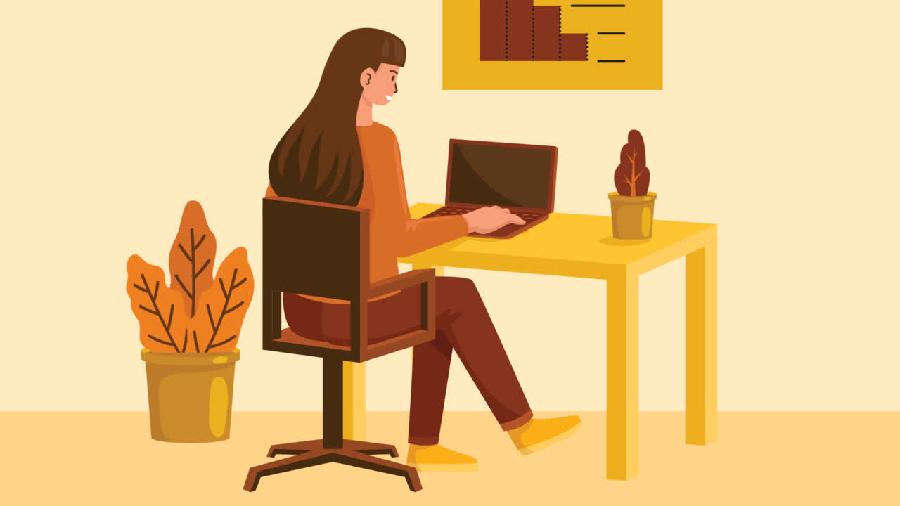 An animation of a Illustration of people working at the office