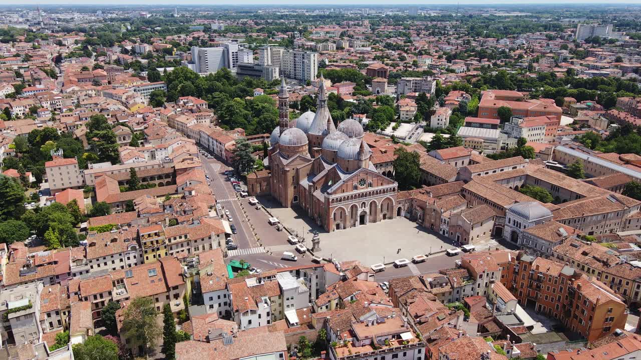 Historic Basilica of St. Anthony rising over orange rooftops of charming Padua