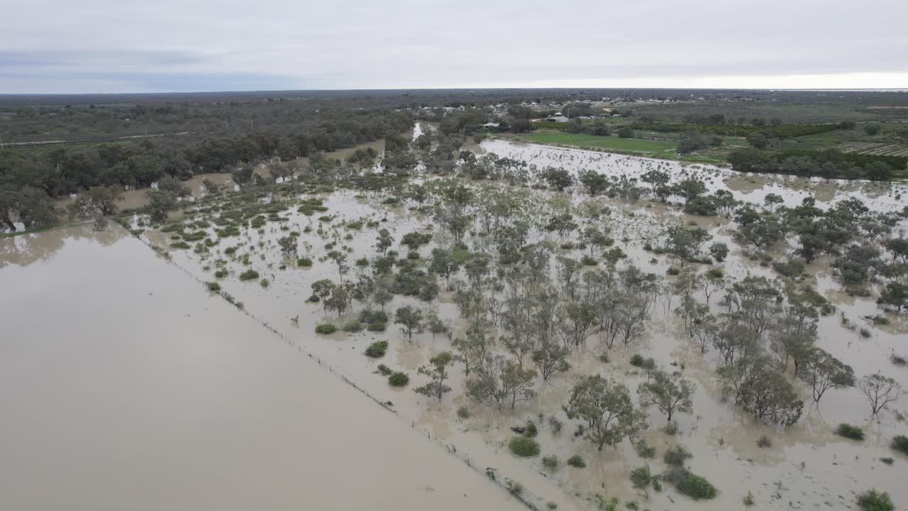 Water spreading onto the floodplains near Menindee in New South Wales, Australia
