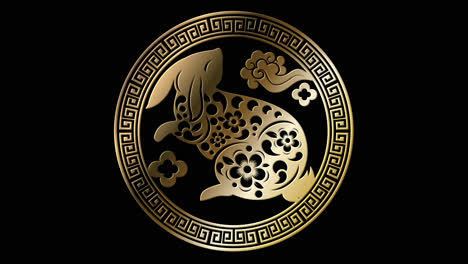 Chinese-zodiac-year-of-the-Rabbit-2023-astrological-sign-loop-glittering-gold-particles-symbolized-fortune-and-prosperity