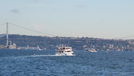 ferry on the bosphorus strait in istanbul, turkey