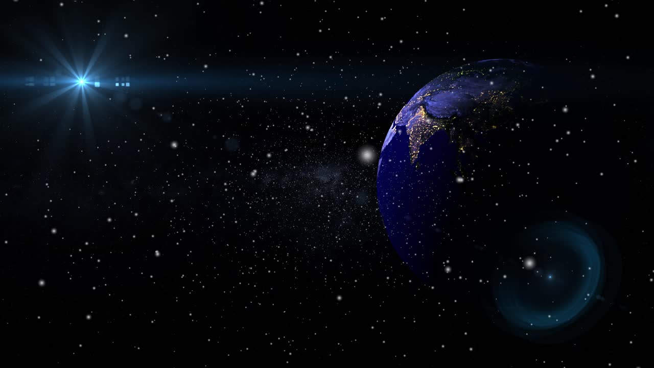 sistema solar, planeta tierra una luz horizontal brillante en el espacio