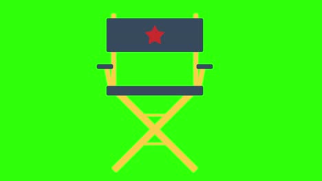 ilustración animada en 2d de una silla de dirección en una pantalla verde