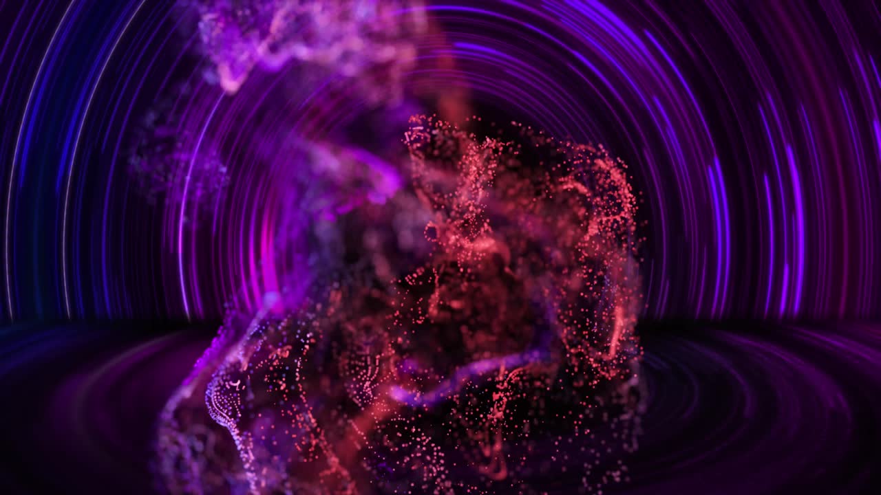 animación de manchas de colores y espiral sobre fondo negro.