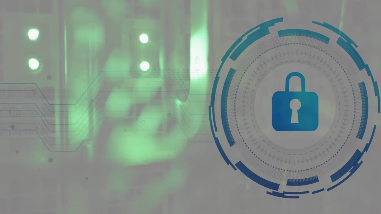 animación del procesamiento de datos en la sala de servidores