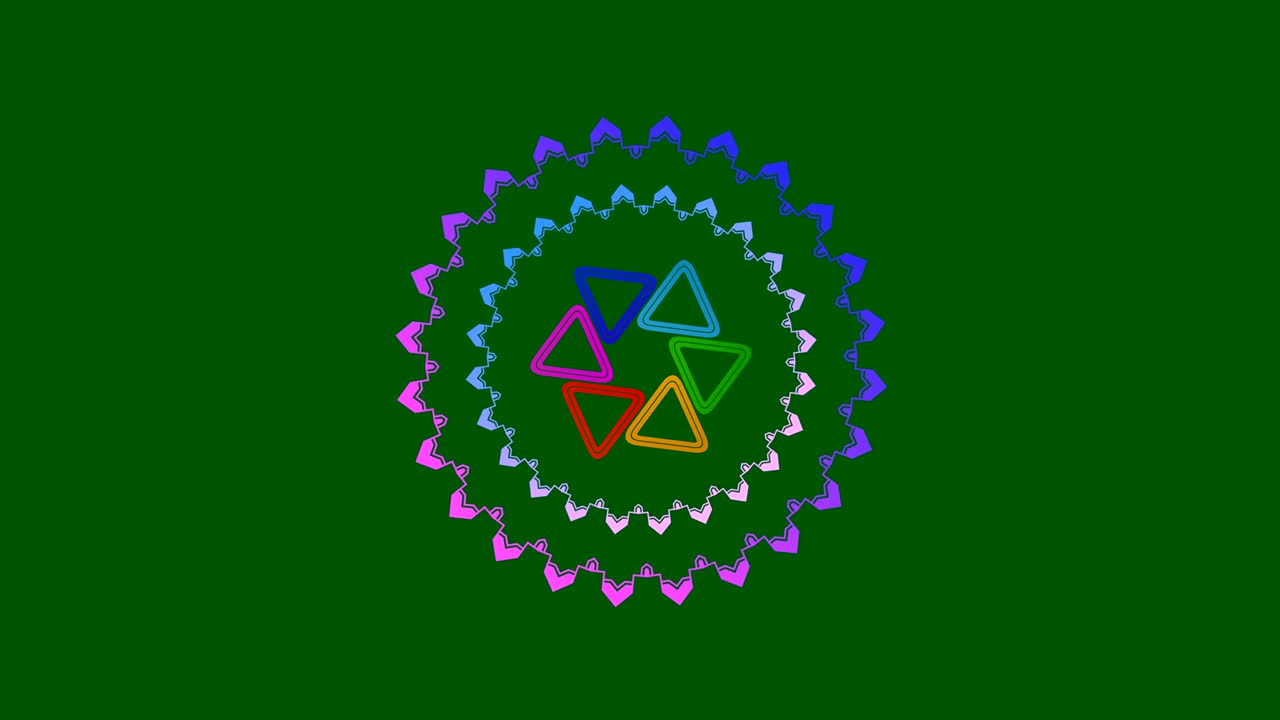 중앙에서 회전하는 그래픽 그림은 색을 바니다.