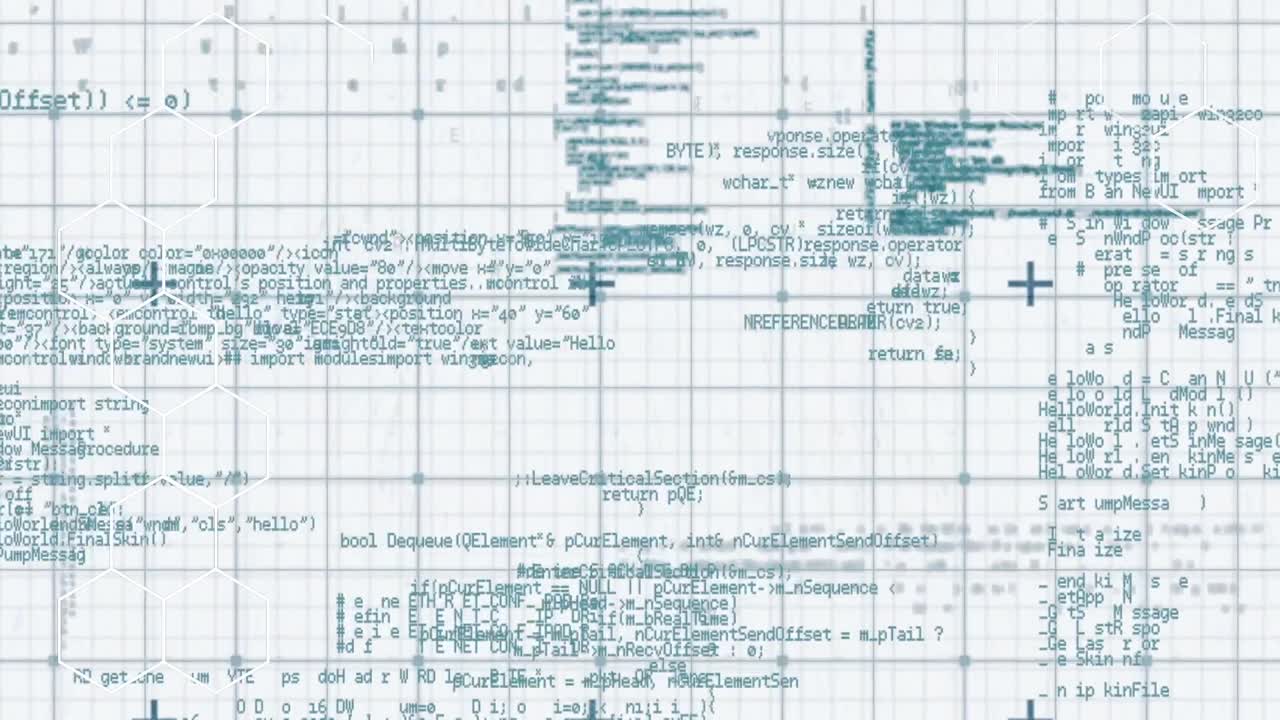 animación de formas y procesamiento de datos sobre fondo blanco