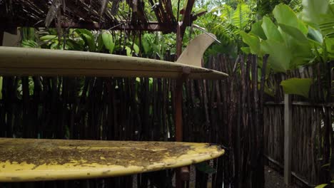 surfboard water sport old forgotten covered in dirt patina shop storage