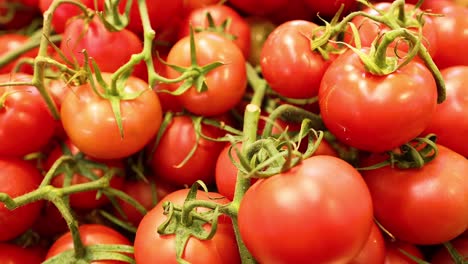 close-up of tomatoes on display at market