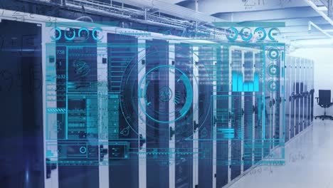 animation of data processing over server room