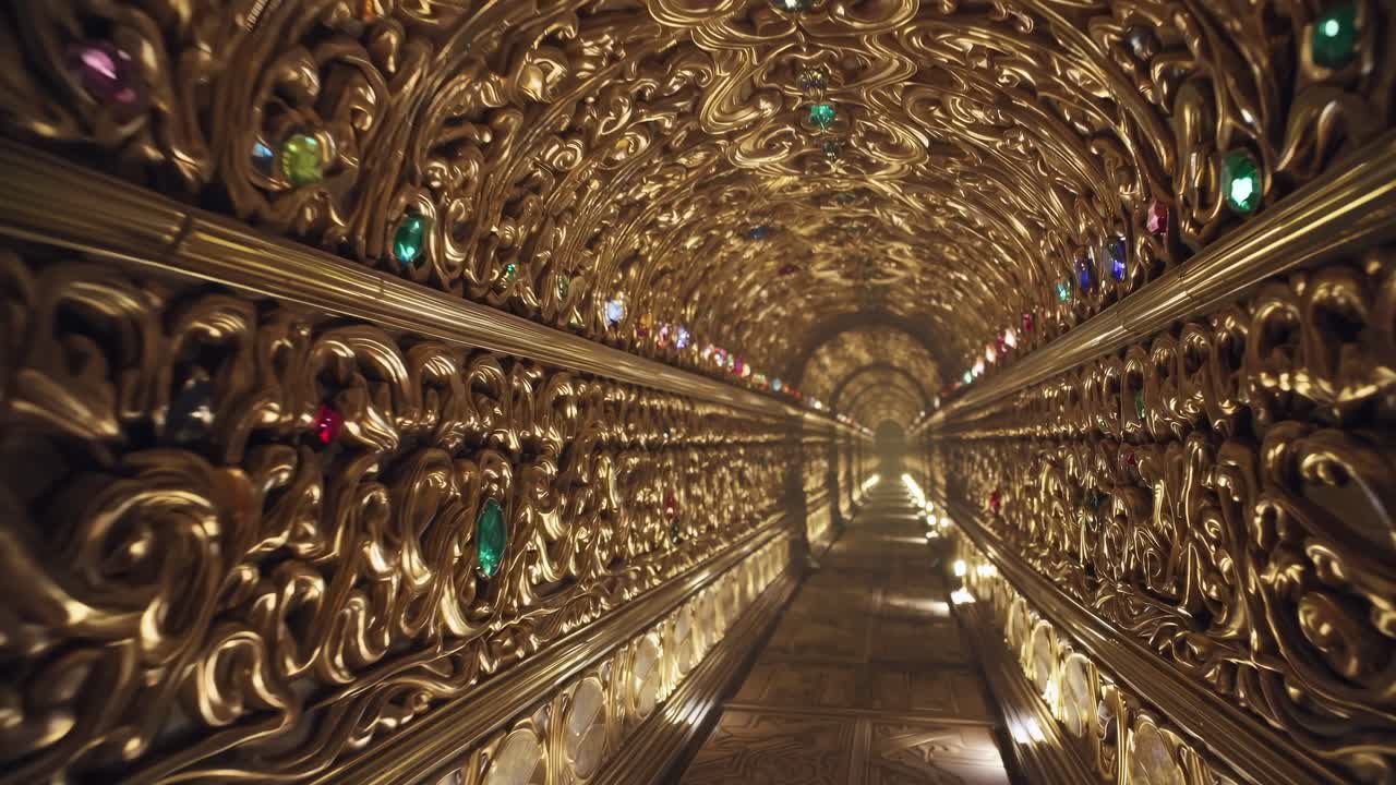 Ornate Golden Tunnel with Jewels