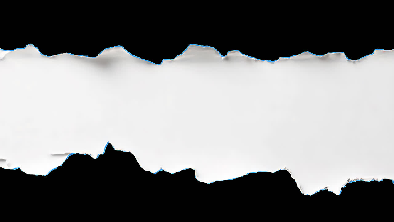 Torn paper animated overlay, transparent 4K video, alpha channel, ProRes 4444