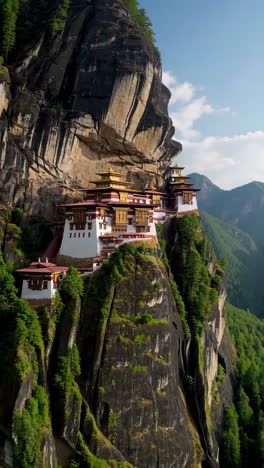 amazing monastery on a mountain cliff in bhutan
