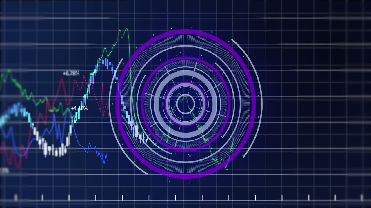 animación del escaneo del alcance y el procesamiento de datos financieros