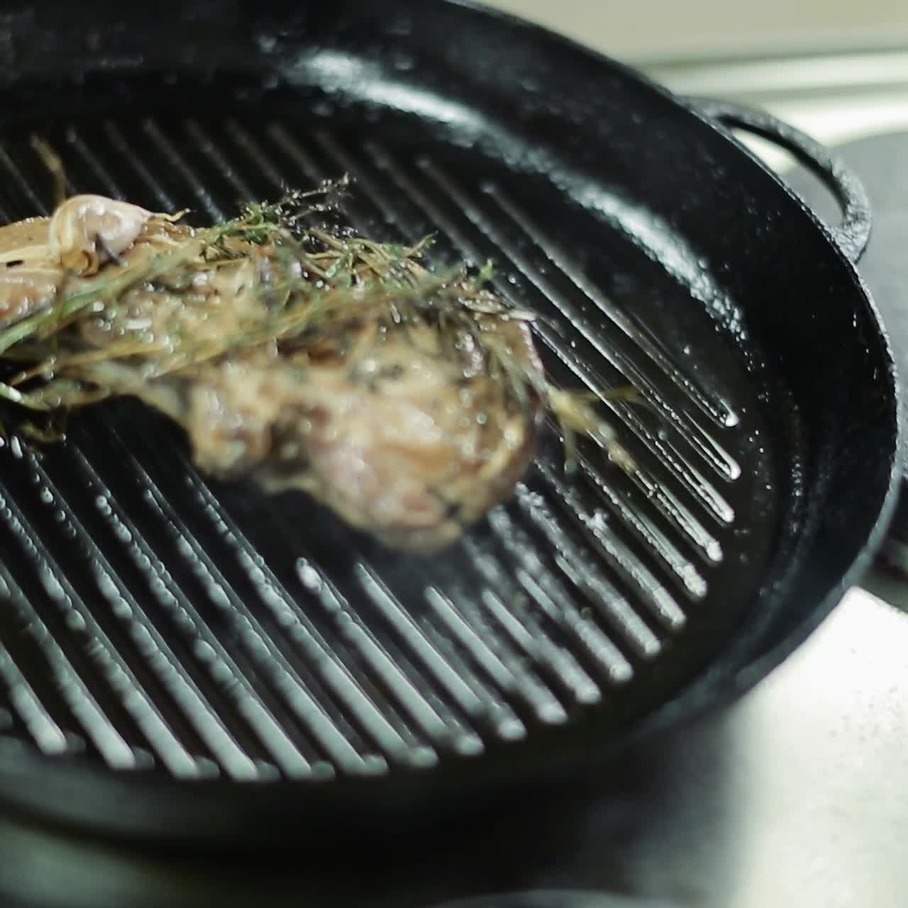 Fry Meat In A Frying Pan