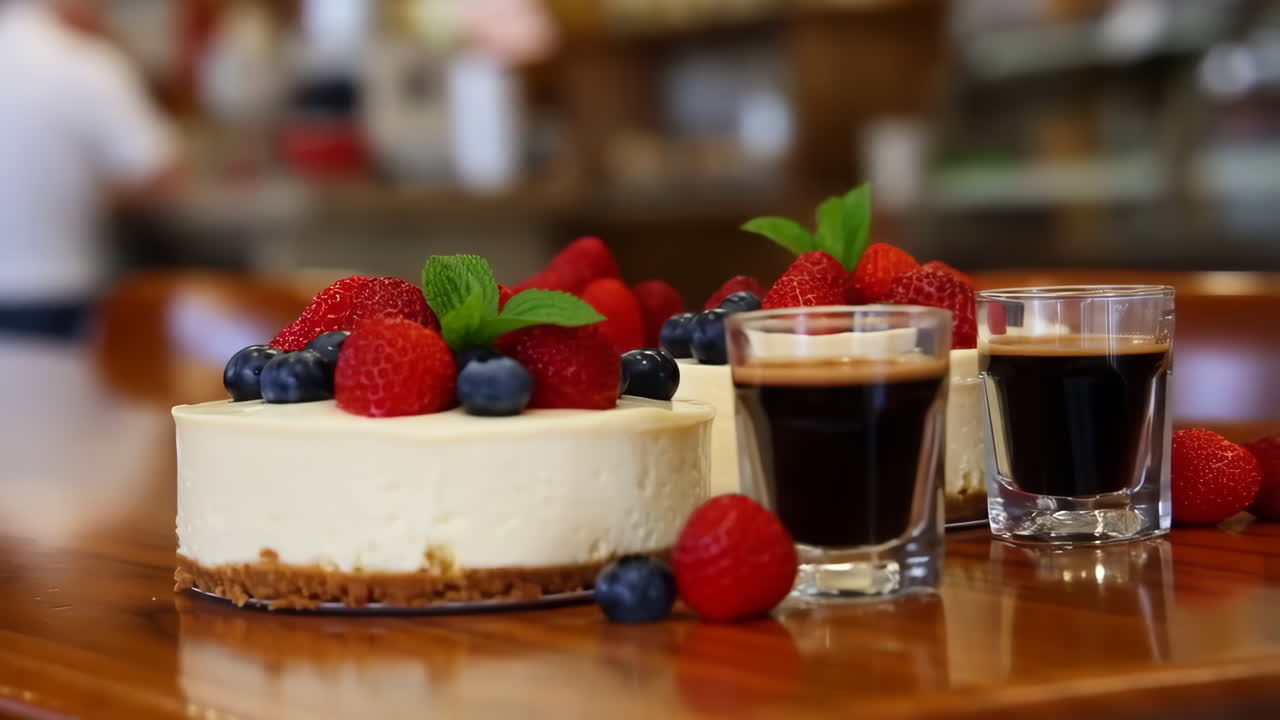 Delicious Cheesecake with Fresh Berries and Espresso