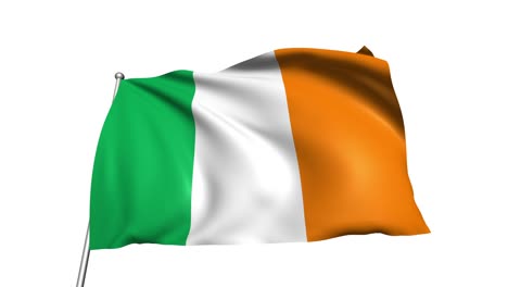 flag of ireland with fabric structure in the wind, with an alpha channel (loopable)